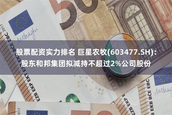 股票配资实力排名 巨星农牧(603477.SH)：股东和邦集